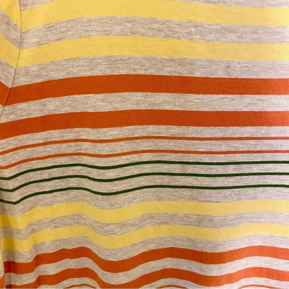 Talbots Gray Striped Yellow Green Orange Top 2X Cotton Capsule Layering Basics - Picture 2 of 6